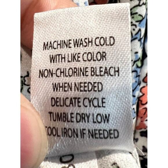 Moral Fiber Blouse Top Shirt Size XL Floral Tie front Ballon Sleeve open slit on - Picture 9 of 11